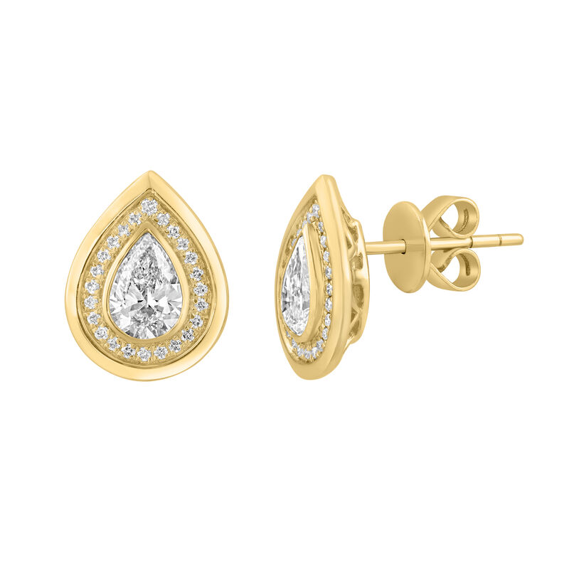 Lab Grown Diamond 1ctw. Halo Earrings in 14k Yellow Gold image number null